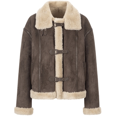 衣香丽影拼接立领皮草短外套女