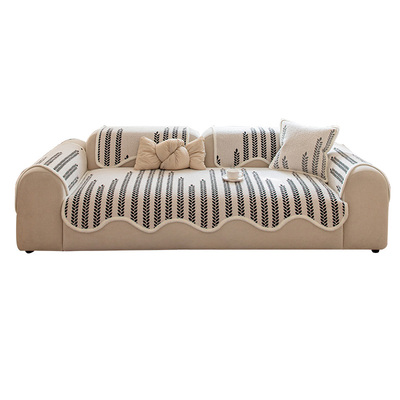 半边绒异形沙发垫冬季2025新款加厚防滑现代简约毛绒坐垫子盖布巾