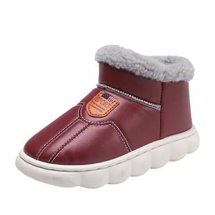 男童棉鞋2025冬季新款棉拖鞋加厚加绒皮面防水中大童男孩雪地靴