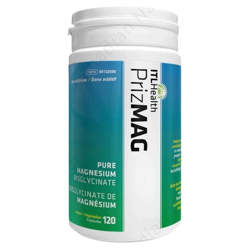 加拿大ITL Health PrizMAG甘氨酸镁胶囊120粒舒缓情绪辅助睡眠
