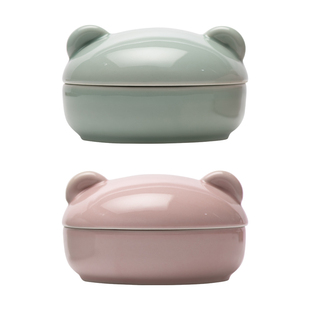 适意小熊陶瓷火锅砚台墨碟墨池带盖盛墨书法绘画专用墨碟笔搁笔洗多功能储墨墨盒文房四宝用品桌面小摆件