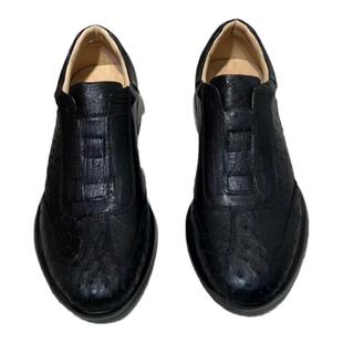 纯真鸵鸟皮男鞋春秋新款气垫底耐磨防滑时尚休闲莱曼犀牛真皮鞋子