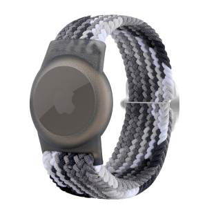 适用苹果AirTag保护套弹力编织带滑扣airtag儿童表带手环尼龙魔术贴手表保护壳防丢神器老人小孩防丢手环腕带