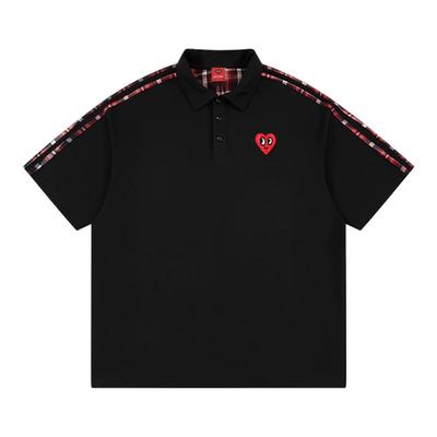 查尔斯桃心格子条纹短袖POLO衫
