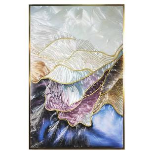 瑞杰 珐琅彩画《蜿蜒流觞》现代轻奢走廊过道挂画 抽象线条巨幅画