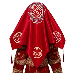 2025新款结婚红盖头中式婚礼新娘蒙头巾喜帕高级感秀禾服红色头纱