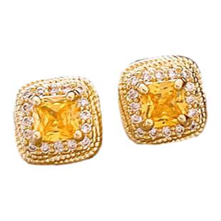 金色小方糖耳钉女2025年新款爆款高级感小众独特耳环气质黄钻耳饰