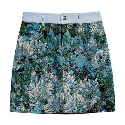 Desigual【博主同款】26春夏新品花卉提花A字型短款半身裙