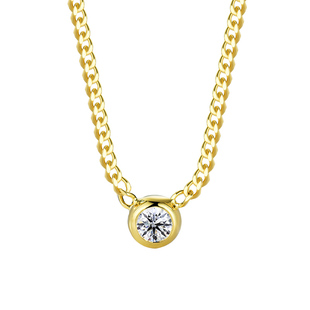 卓蝶珠宝纯银镀金莫桑石古巴项链女欧美ins风锁骨链侧身链礼物潮