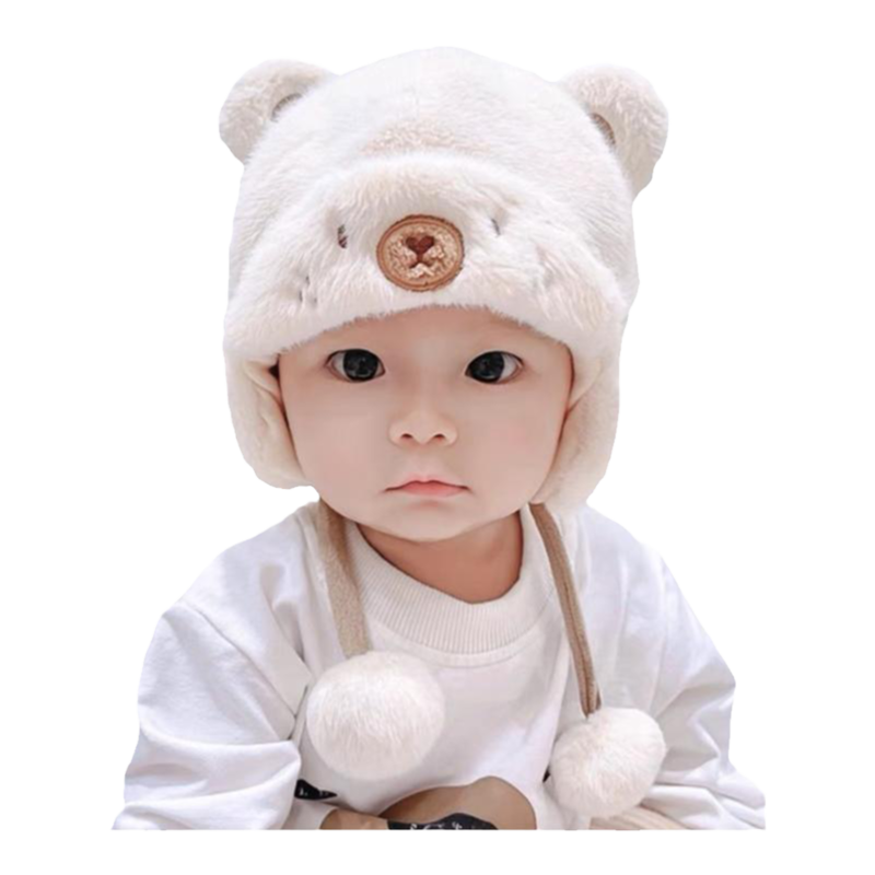 婴儿帽子秋冬季可爱超萌毛绒帽保暖婴幼儿套头卡通宝宝护耳帽防风