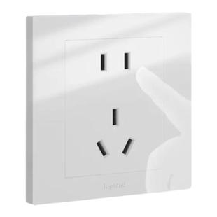 罗格朗官方开关插座轻艺玉兰白色一开五孔usb多控空调电脑86面板