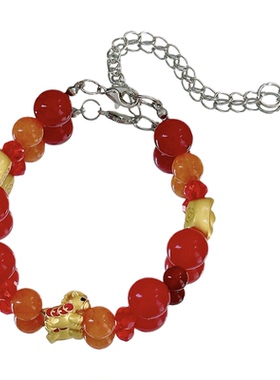 【萌马送福】MIES原创新年串珠手链小众高级感招财纳福红色手饰