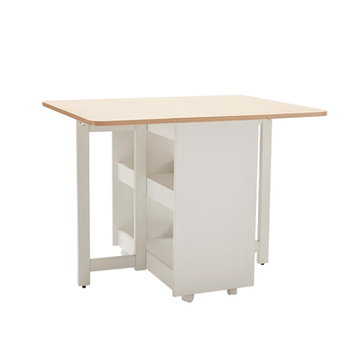 可折叠餐桌一体奶油风家用小户型多功能岛台厨房餐桌书桌收纳柜