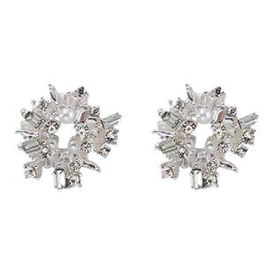 太阳花珍珠耳钉女2025新款爆款轻奢小众耳环高级感无耳洞耳夹耳饰