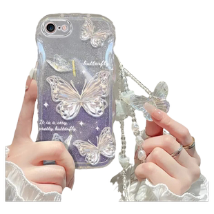 适用于苹果6/7/8手机壳新款8plus渐变蝴蝶iPhone6s透明气囊i7p硅胶软壳高级仙女款i6p镜头全包防摔保护套潮流