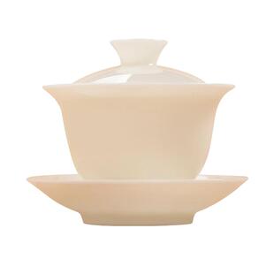 钰铨龙门 冰清玉洁琼瑶盖碗 德化传统中国白高端纯手工三才小茶碗