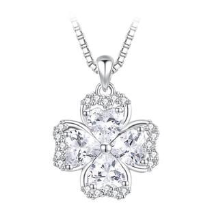 周大生四叶草项链女款纯银S925轻奢高级设计锁骨链生日礼物送女友