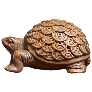 天然绿檀实木雕刻金钱龟乌龟长寿龟手把件文玩招财摆件工艺小摆件