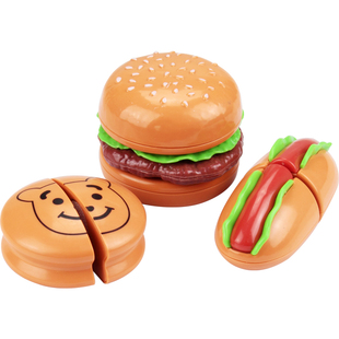 儿童面包过家家切切乐水果蔬菜批萨汉堡包模型薯条披萨pizza玩具