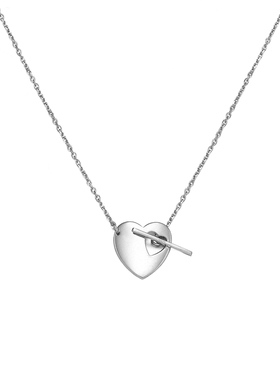 心之锁扣爱心镂空OT扣S925银项链