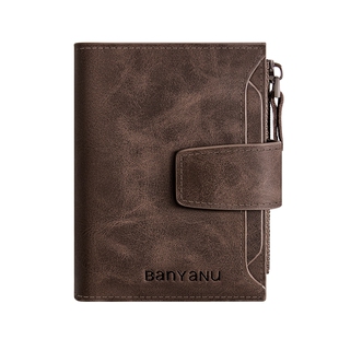 班亚奴钱包男短款真皮男士多卡位皮夹牛皮拉链零钱位独立卡包钱夹