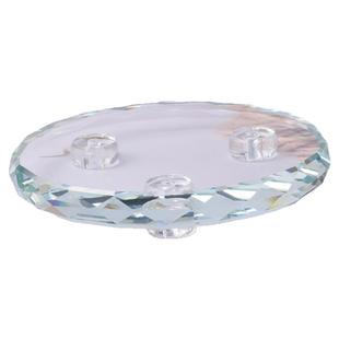 水晶玻璃圆底座盘饰品珠宝展示首饰托盘底托石头矿标手办酒底座