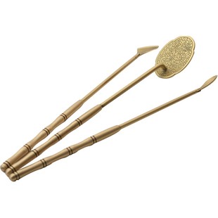 纯铜香道工具入门套装压香灰香勺香铲灰压三件套打篆工具香道用品