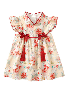 周岁女宝宝礼服满月百天抓周冠衣