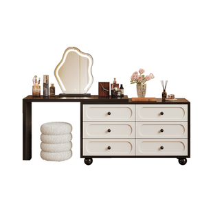 法式中古风梳妆台斗柜一体现代卧室简约床尾柜2025新款复古化妆桌