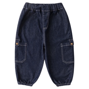 宝宝春季牛仔裤男童裤子儿童防褪色户外山系长裤男宝下装时尚潮流