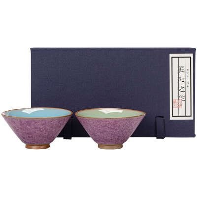 紫冰结晶釉斗笠杯窑变釉茶杯