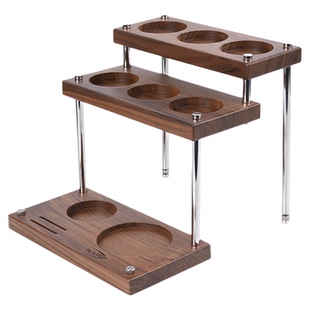 IKAPE帝普咖啡实木置物架 意式咖啡压粉布粉器底座三层收纳支撑架