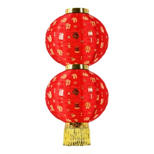 大红灯笼串防雨三四五百福连串灯笼春节元旦新年户外挂饰圆灯笼串