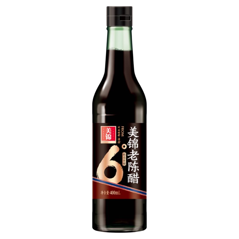 美锦山西老陈醋6度400ml纯粮食传统工艺酿造食醋家用瓶装凉拌蘸醋