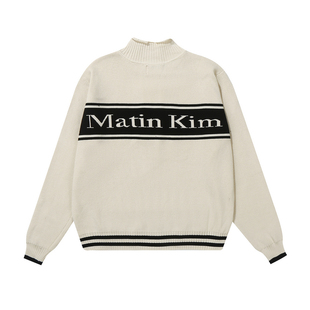 【官方】matin kim立领针织开衫林允儿同款字母拉链外套男女