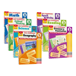 三年级7册 Evan Moor Skill Sharpeners Grade 3 美国加州小学教辅教材 技能铅笔刀系列练习册 Reading math 地理 英文原版进口