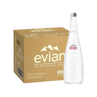法国原装进口evian依云矿泉水330ml*20瓶/箱车载弱碱性饮用水