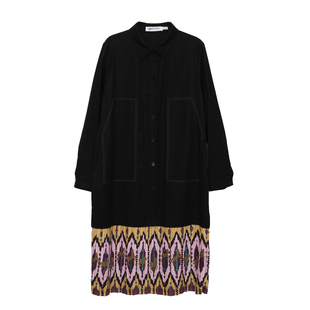 MOVEUP幻走2025冬季新款.FUN系列莱赛尔翻领贴袋印花梭织连衣裙