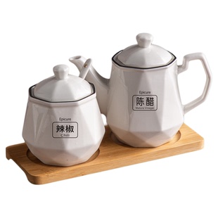 陶瓷醋壶辣椒罐套装商用调料盒饭店酱油醋瓶面馆餐厅餐桌调味组合