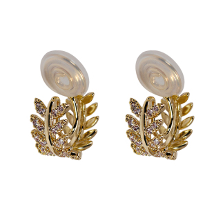 个性闪锆橄榄树枝无耳洞蚊香盘耳夹时尚气质简约C形女耳饰品耳钉