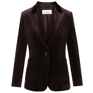 LANCY/朗姿2024冬新款复古条绒收腰西装外套女高级感通勤气质上衣