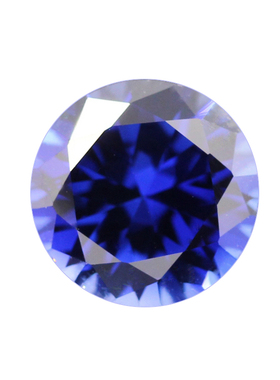 圆形34#蓝刚玉裸石原石散珠 戒面首饰配石人造合成蓝宝石微镶碎钻