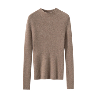 无缝一体~半高领打底衫女100纯羊绒毛衣秋冬季修身针织羊毛衫内搭