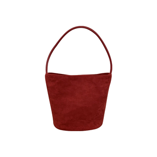 韩国ins麂皮绒面水桶包女秋冬百搭红色手提包包row风单肩包大容量