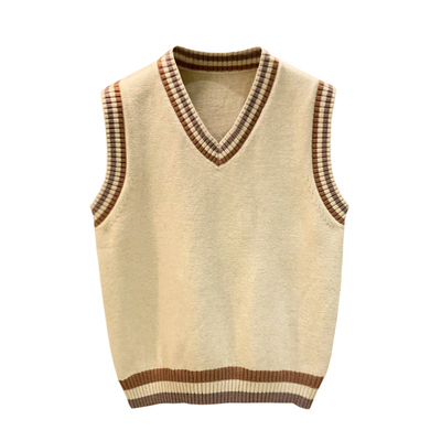 修身秋冬套头鸡心领拼色坎肩背心
