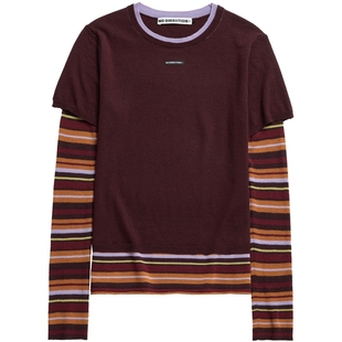 NO DIRECTION+假两件条纹针织衫N610107620A