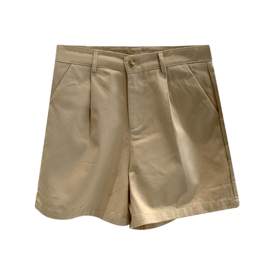 皮带高腰工装短裤女2024韩版夏季水洗纯棉阔腿裤五分气质A字裤女