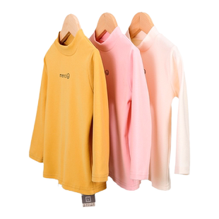 小数点儿童打底衣春装新款阳离子半高领打底衫女童家居服保暖上衣