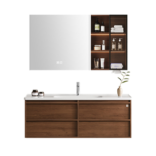 【李佳琦家装潮电暖冬季】顾家家居中古风浴室柜组合洗手洗脸盆柜