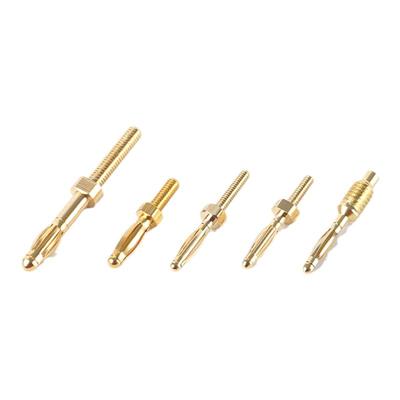 HAIKE3mm黄铜镀金面板插头带螺纹